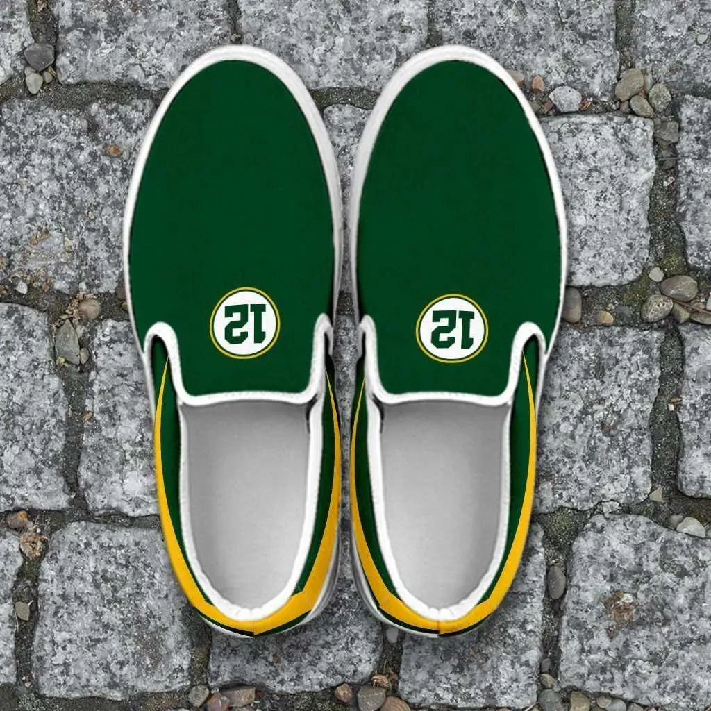 #12 Green Bay Fan Canvas Slip-on Shoes