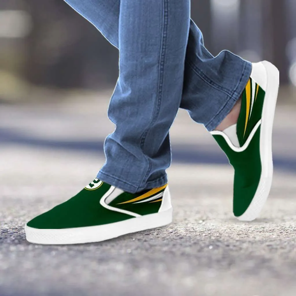 #12 Green Bay Fan Canvas Slip-on Shoes