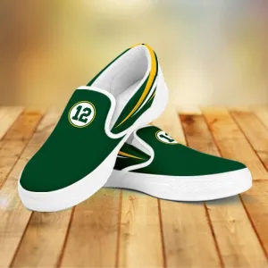 #12 Green Bay Fan Canvas Slip-on Shoes