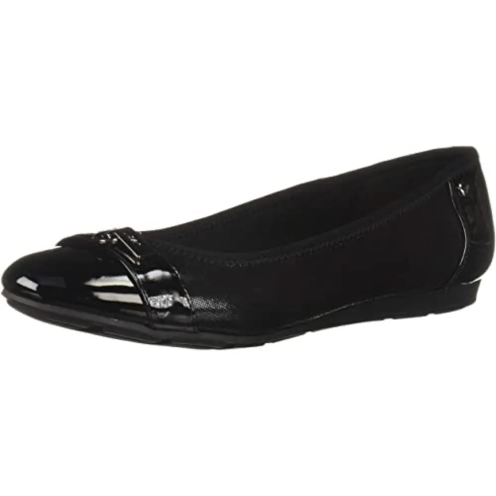 Able Black Multi Fabric Anne Klein Ballet Flats
