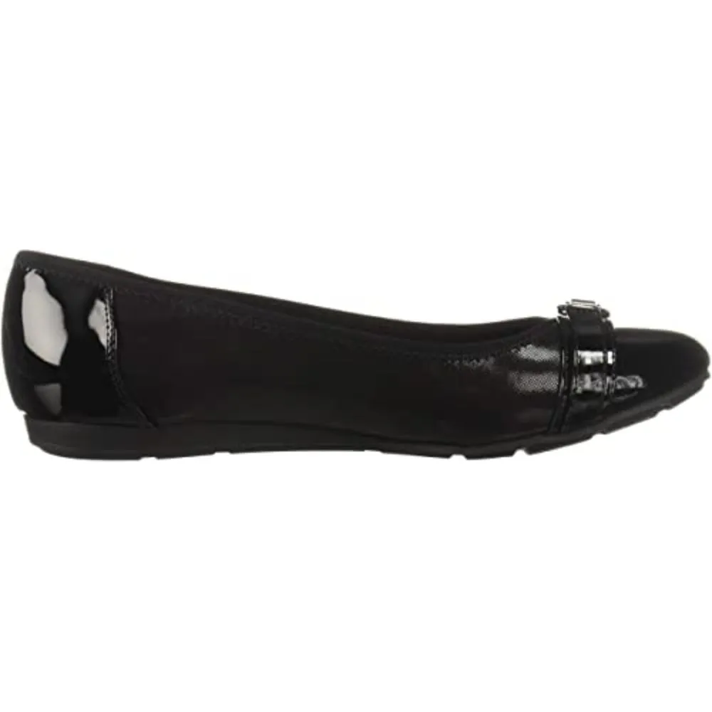 Able Black Multi Fabric Anne Klein Ballet Flats
