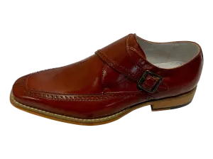 Amato Cognac Leather Dress Shoes Monk Strap