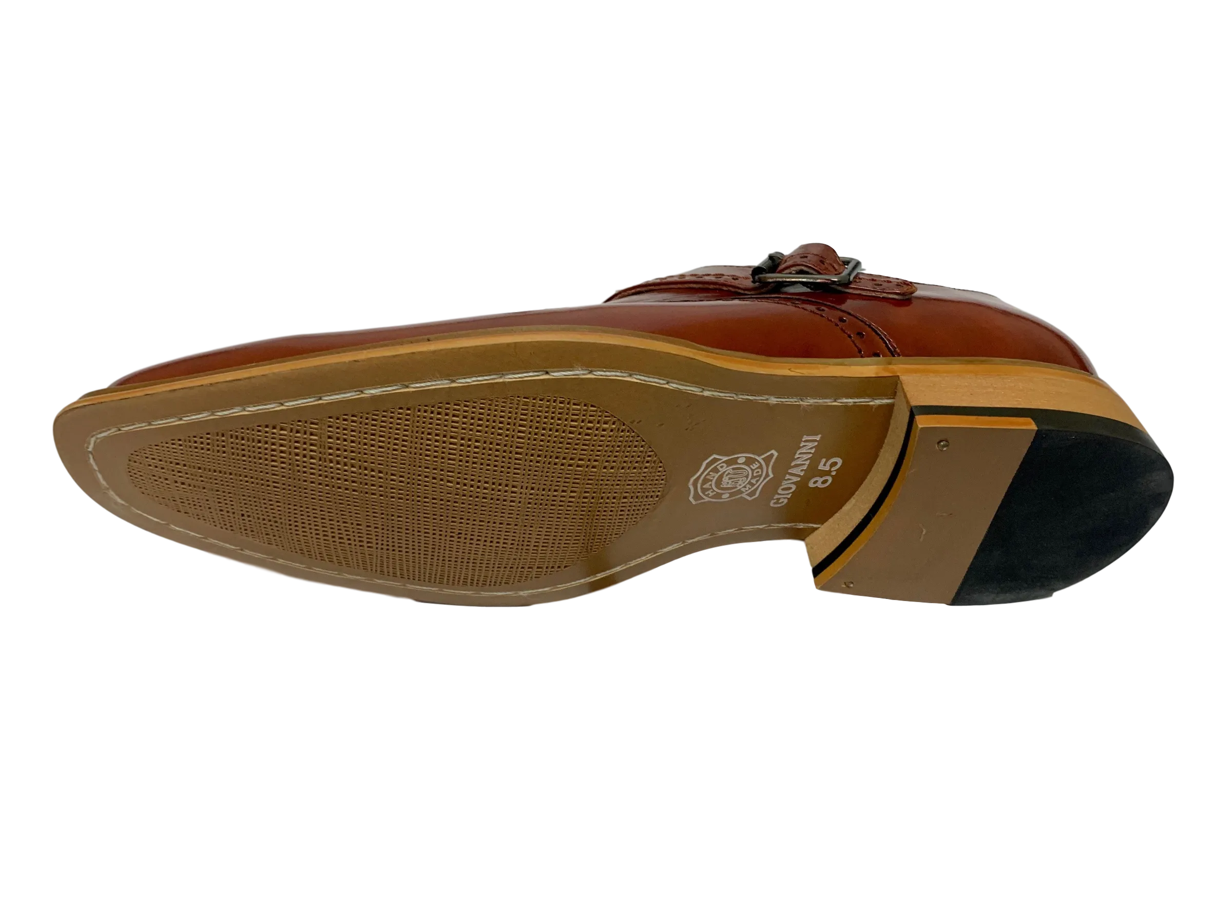 Amato Cognac Leather Dress Shoes Monk Strap