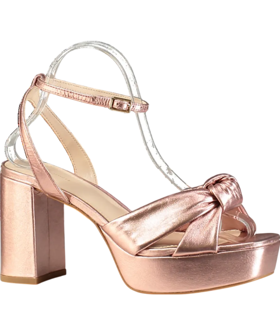 Anthropologie Metallic Rose Gold Knot Platform Heeled Sandals UK 5 EU 38 👠