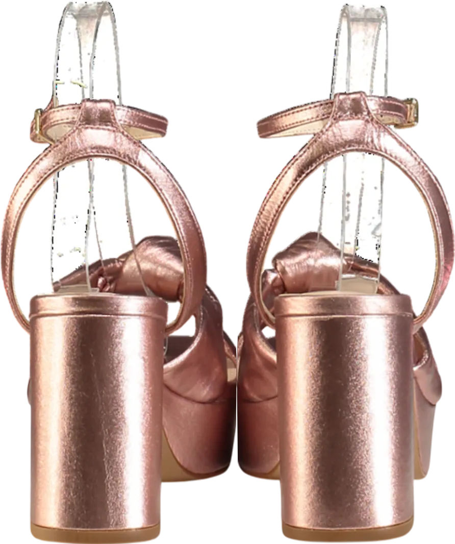 Anthropologie Metallic Rose Gold Knot Platform Heeled Sandals UK 5 EU 38 👠