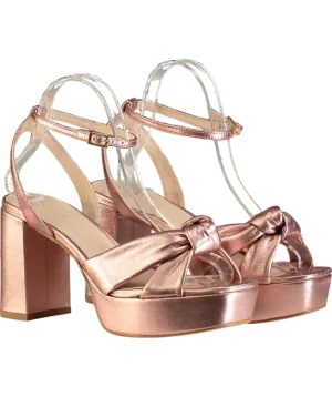 Anthropologie Metallic Rose Gold Knot Platform Heeled Sandals UK 5 EU 38 👠