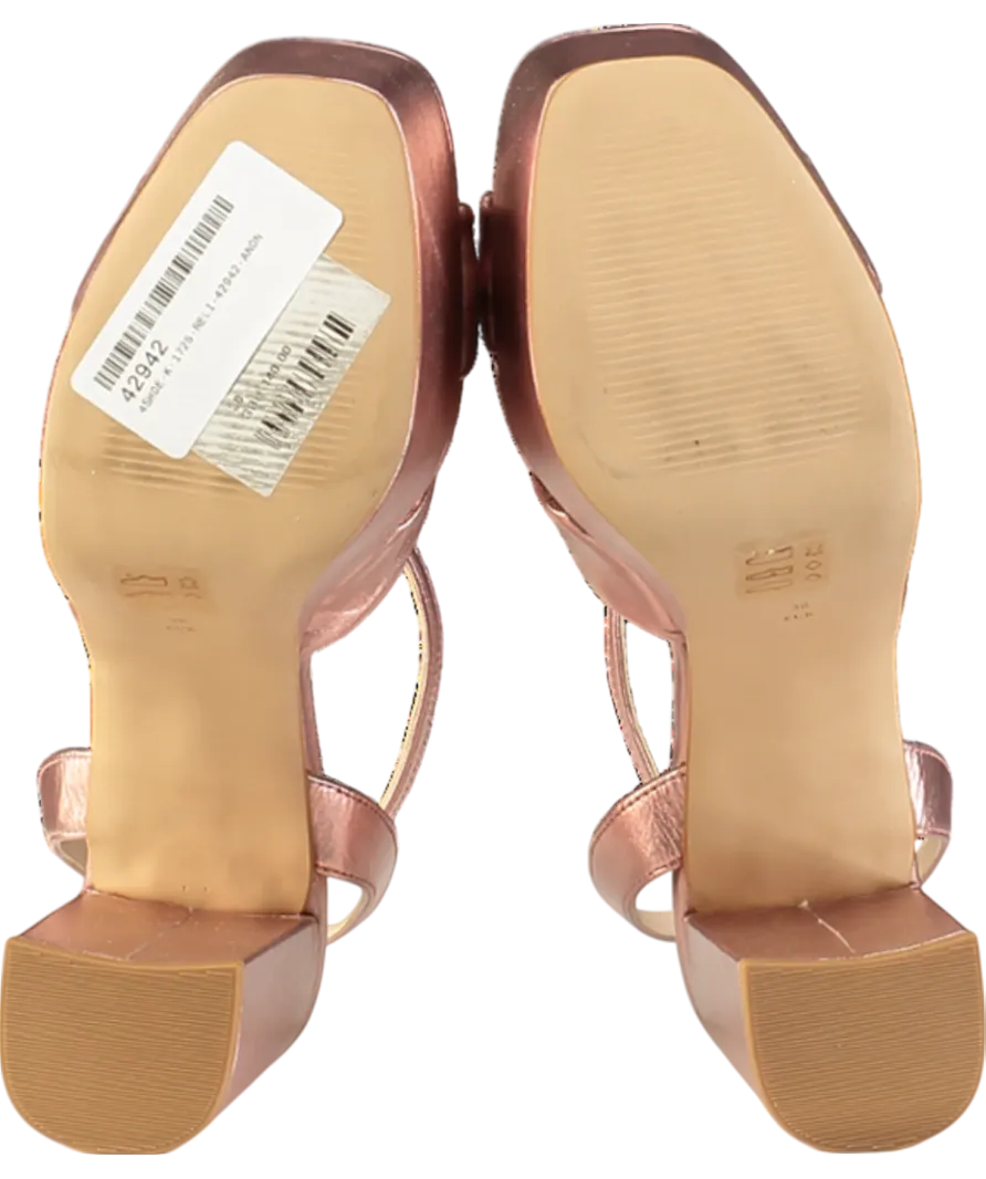 Anthropologie Metallic Rose Gold Knot Platform Heeled Sandals UK 5 EU 38 👠