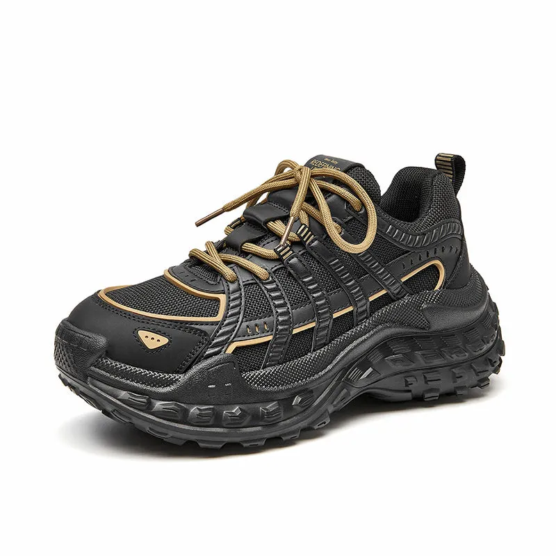 BeauToday Women's Leather and Mesh Hiking Chunky Sneakers