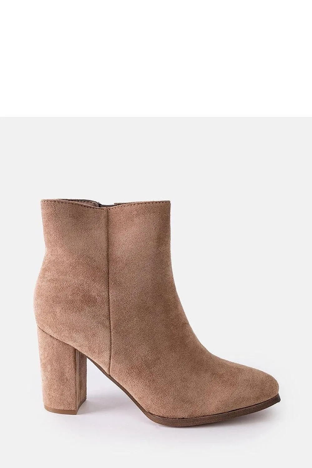 Beige insulated ankle heel boots