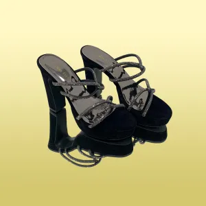 Black Nubuck High Heels