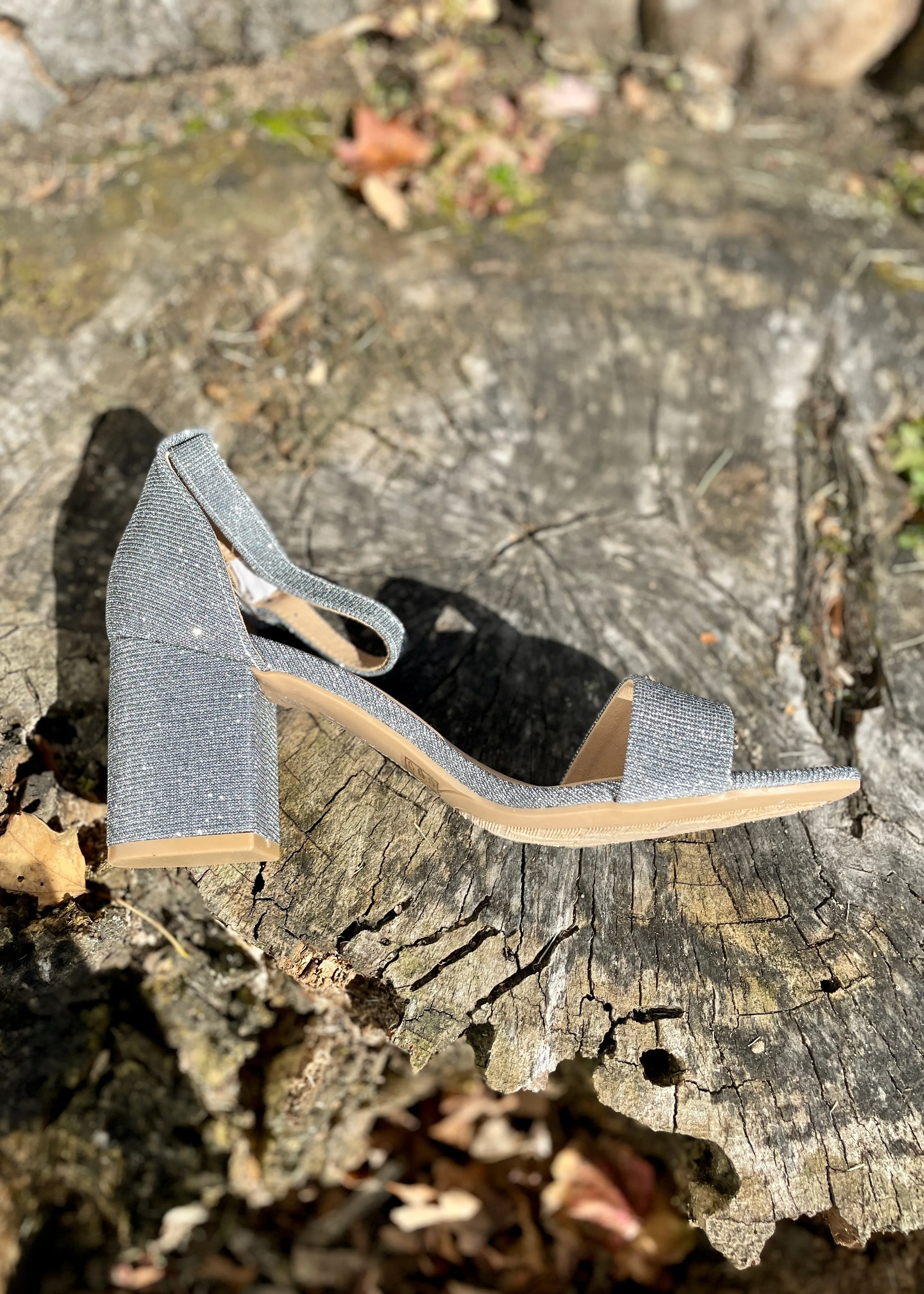 block heel shimmer sandal