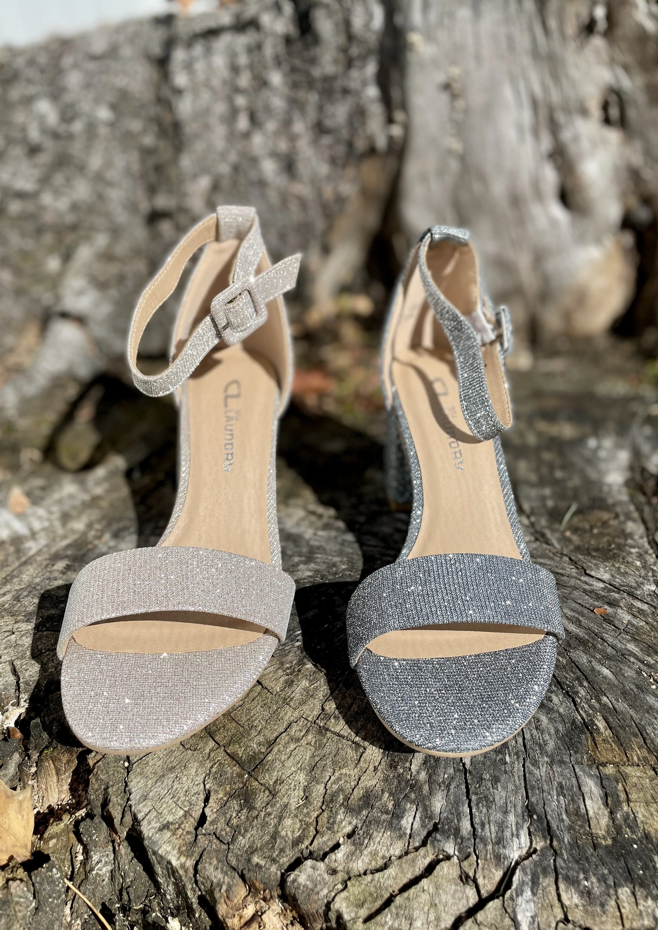 block heel shimmer sandal