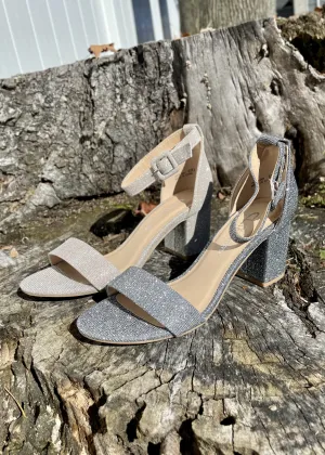 block heel shimmer sandal