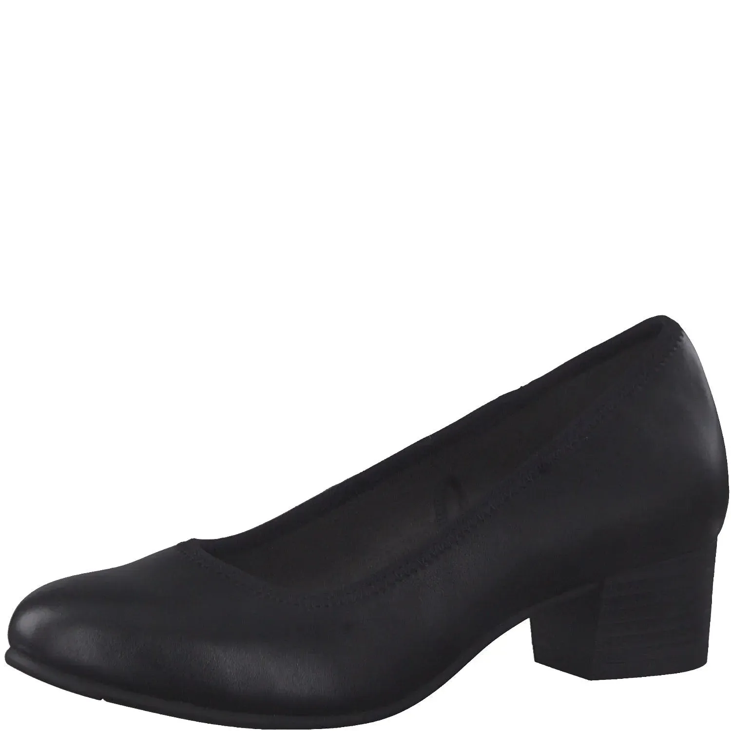 Comfortable Low Block Heel Shoe in Black by Jana
