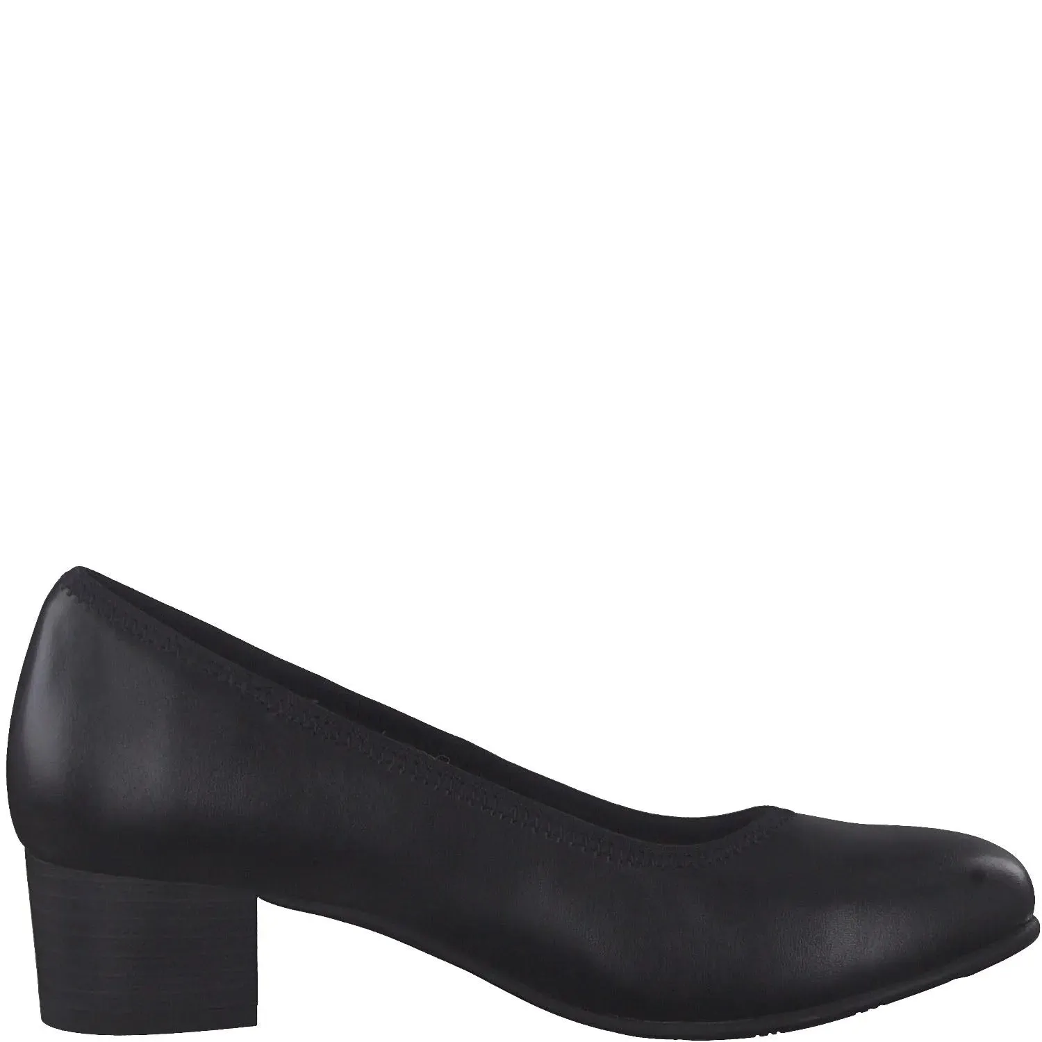 Comfortable Low Block Heel Shoe in Black by Jana