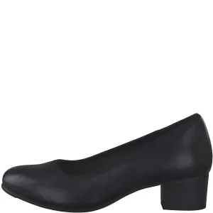 Comfortable Low Block Heel Shoe in Black by Jana