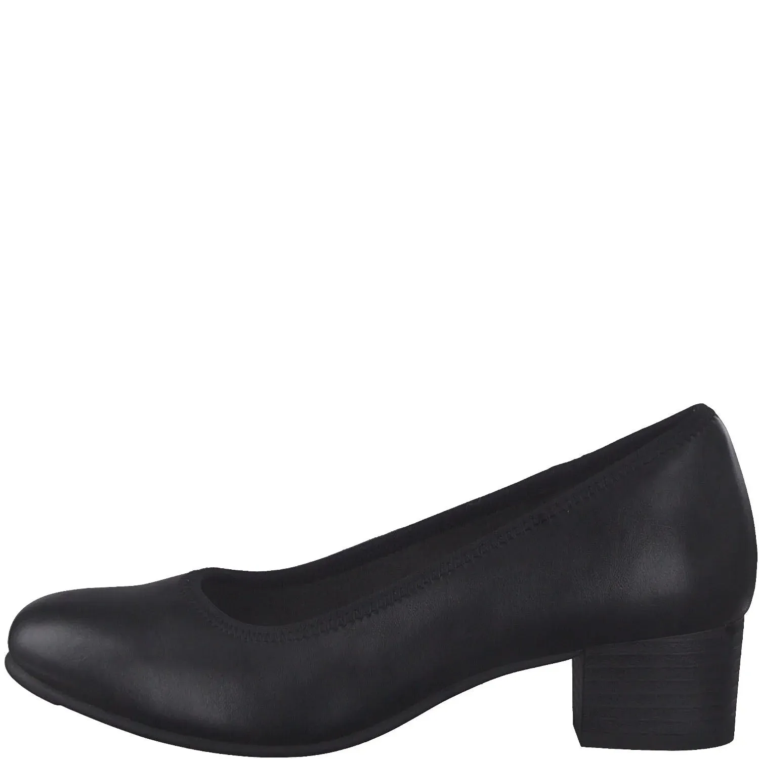 Comfortable Low Block Heel Shoe in Black by Jana