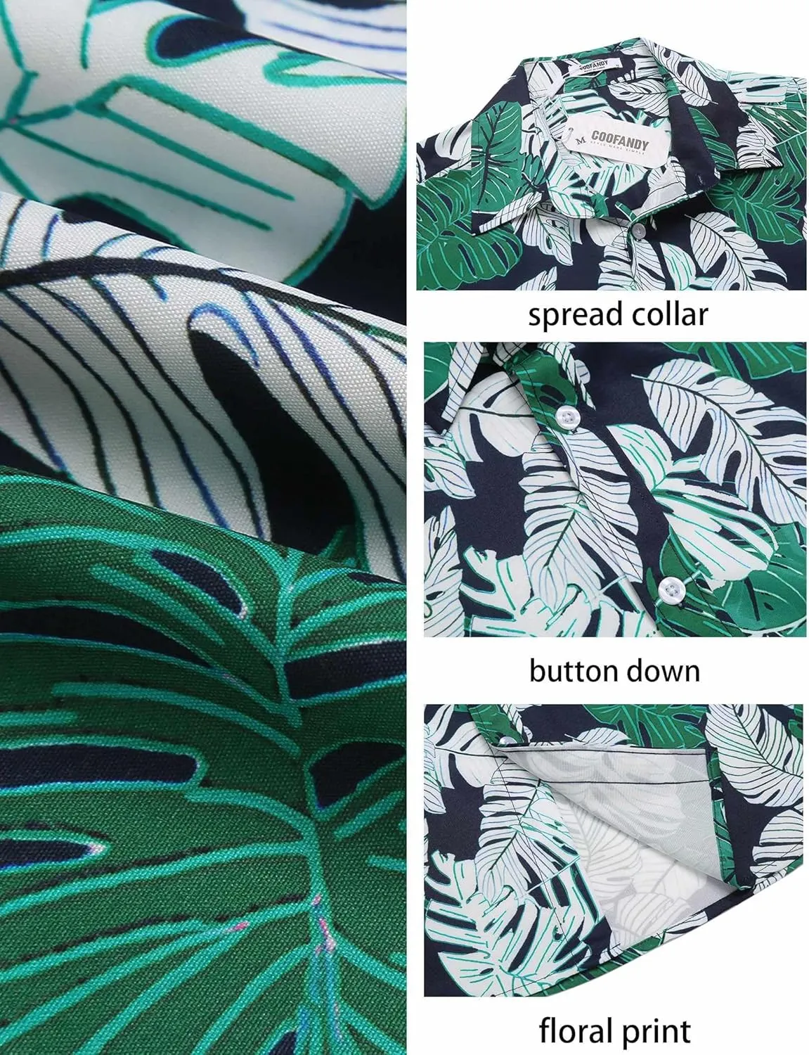 COOFANDY Mens Hawaiian Shirts Short Sleeve Casual Button Down Beach Vacation Summer Shirt