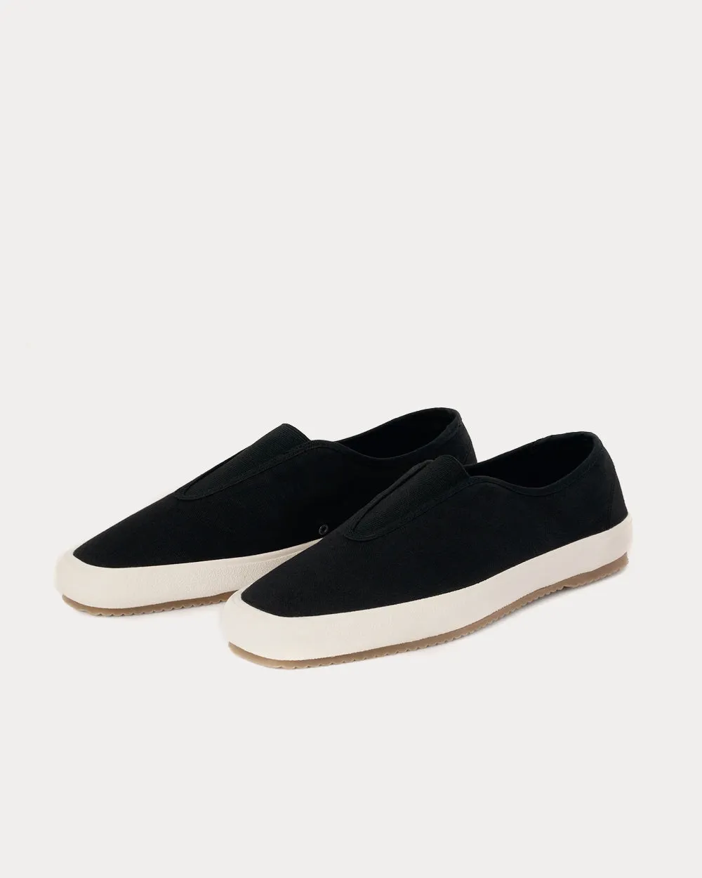 Cotton Canvas Black Slip On Sneakers