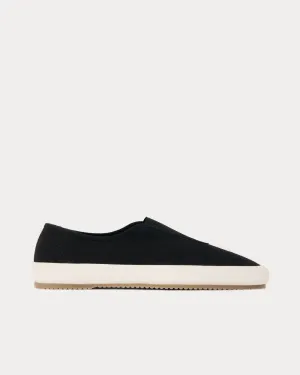 Cotton Canvas Black Slip On Sneakers