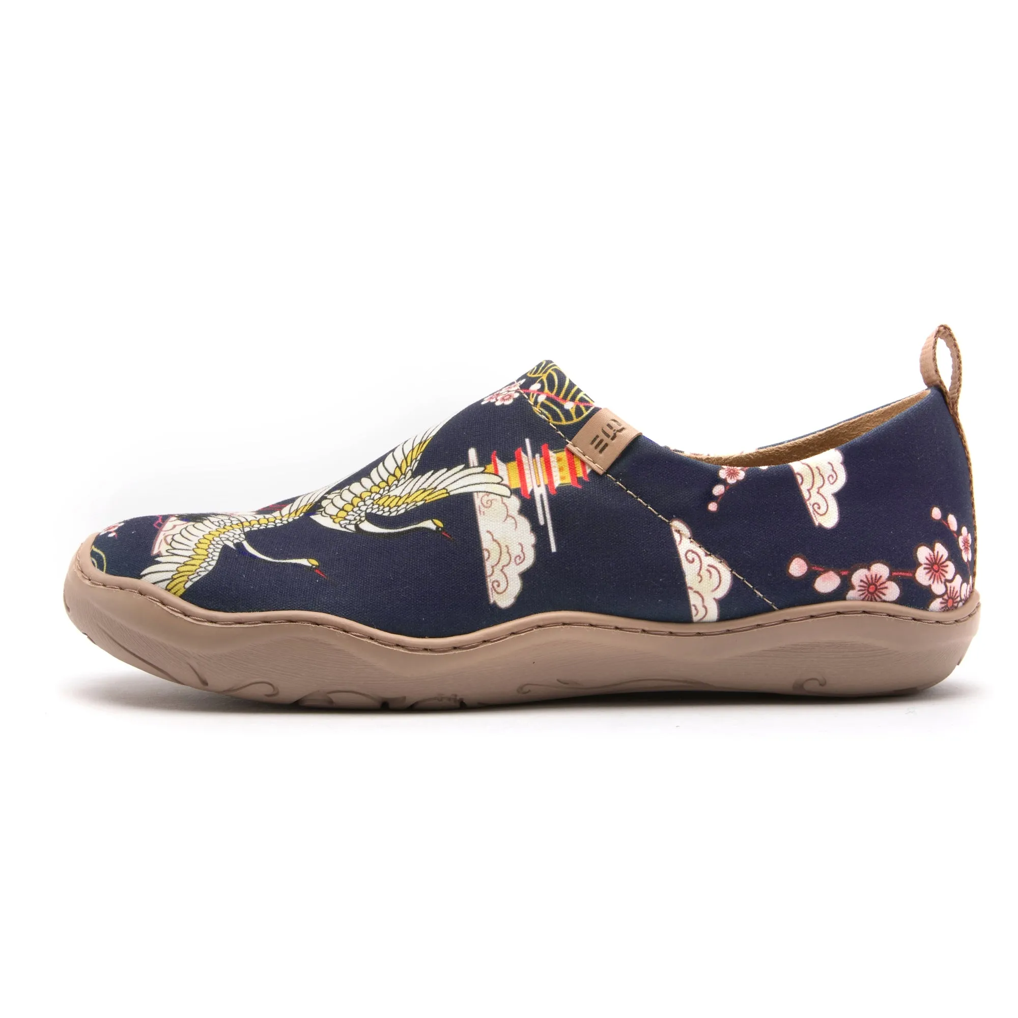 Crane Paradise Women's Slip-On Shoes, 100% Cotton, Painted Canvas Sneakers