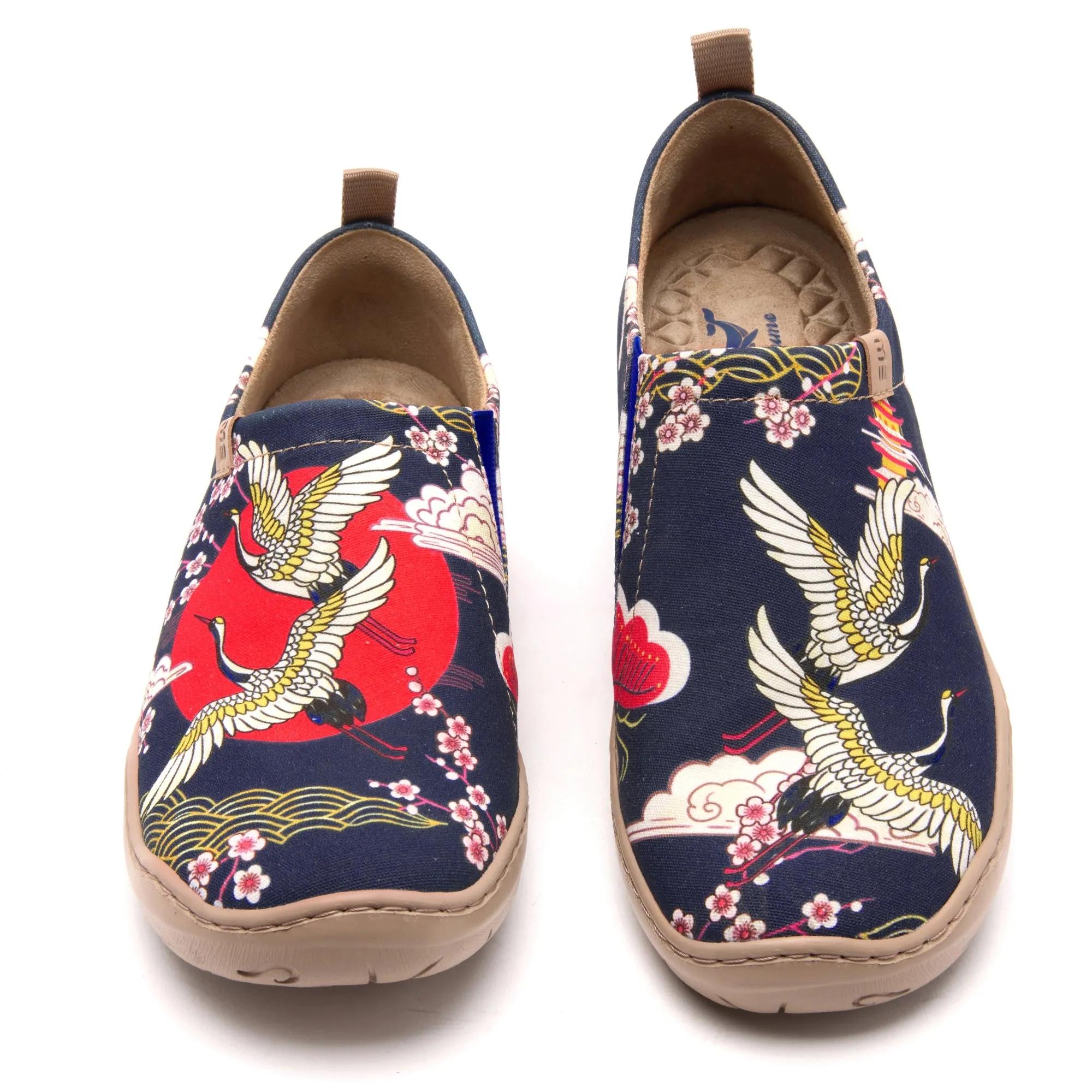 Crane Paradise Women's Slip-On Shoes, 100% Cotton, Painted Canvas Sneakers