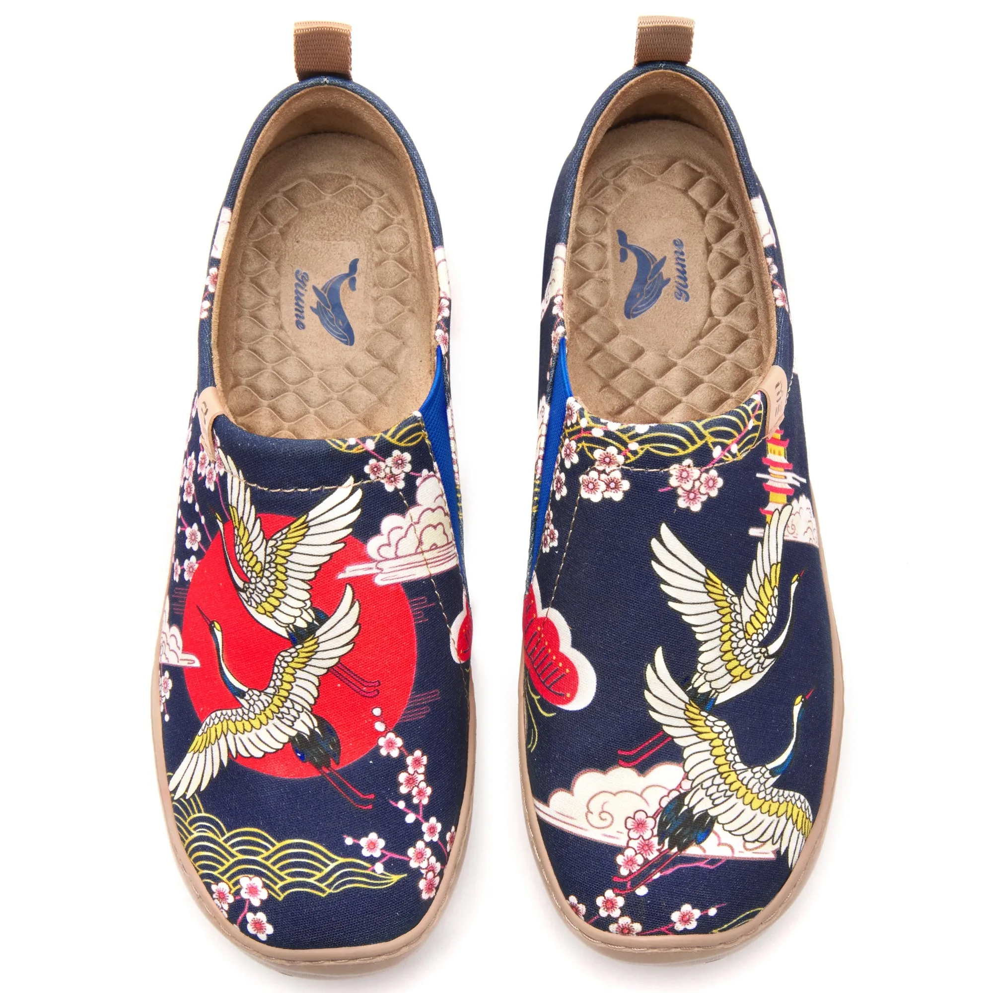 Crane Paradise Women's Slip-On Shoes, 100% Cotton, Painted Canvas Sneakers