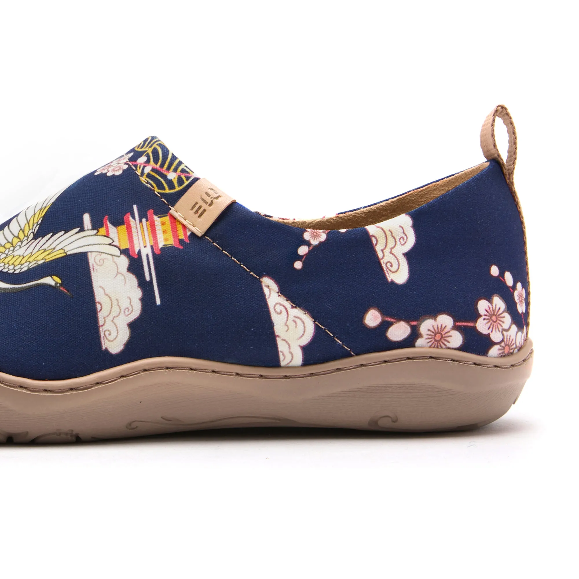 Crane Paradise Women's Slip-On Shoes, 100% Cotton, Painted Canvas Sneakers