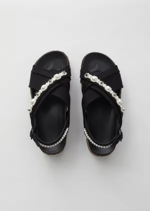 Cross Strap Sandal Espadrille Flatform w/ Beading