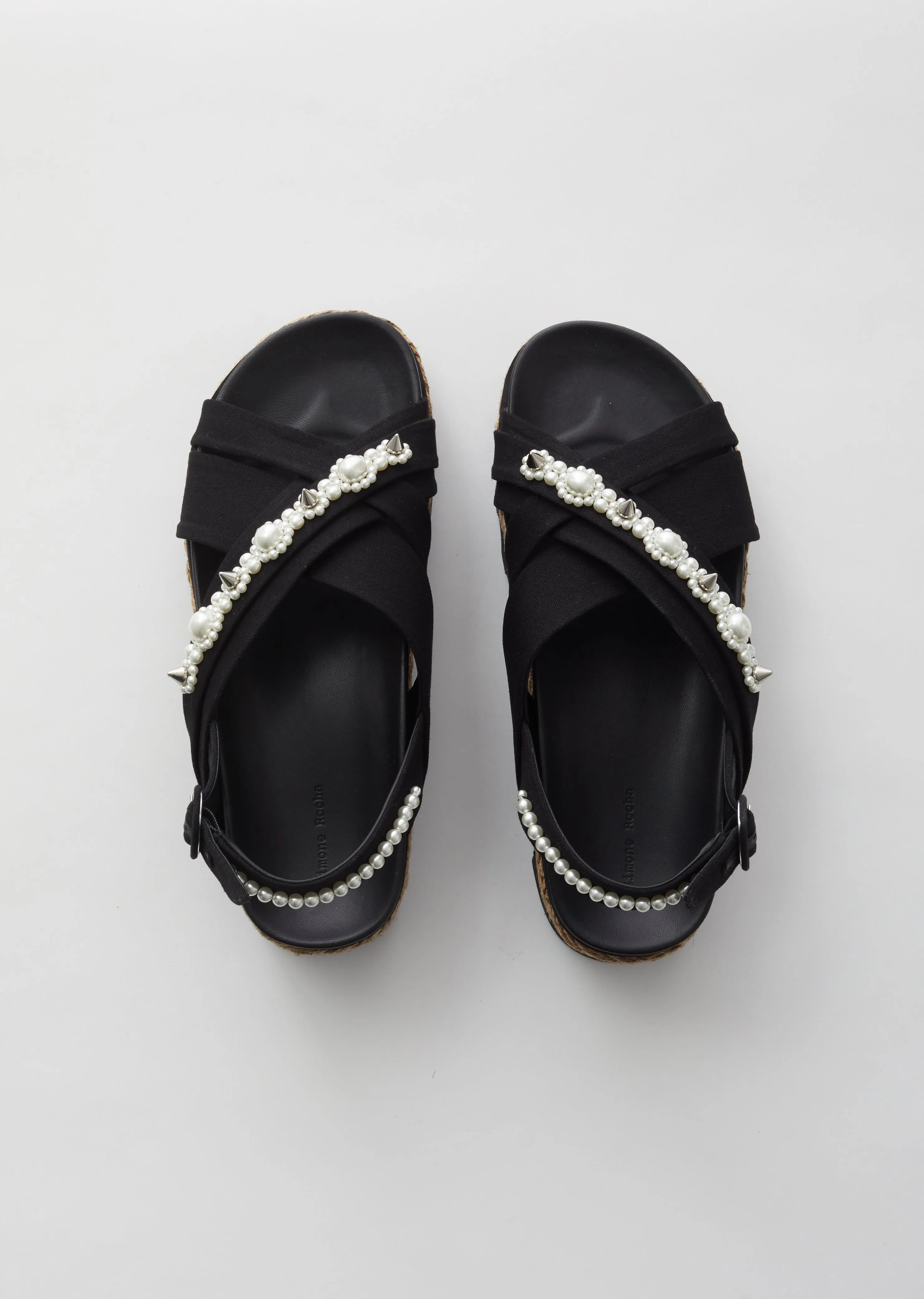 Cross Strap Sandal Espadrille Flatform w/ Beading