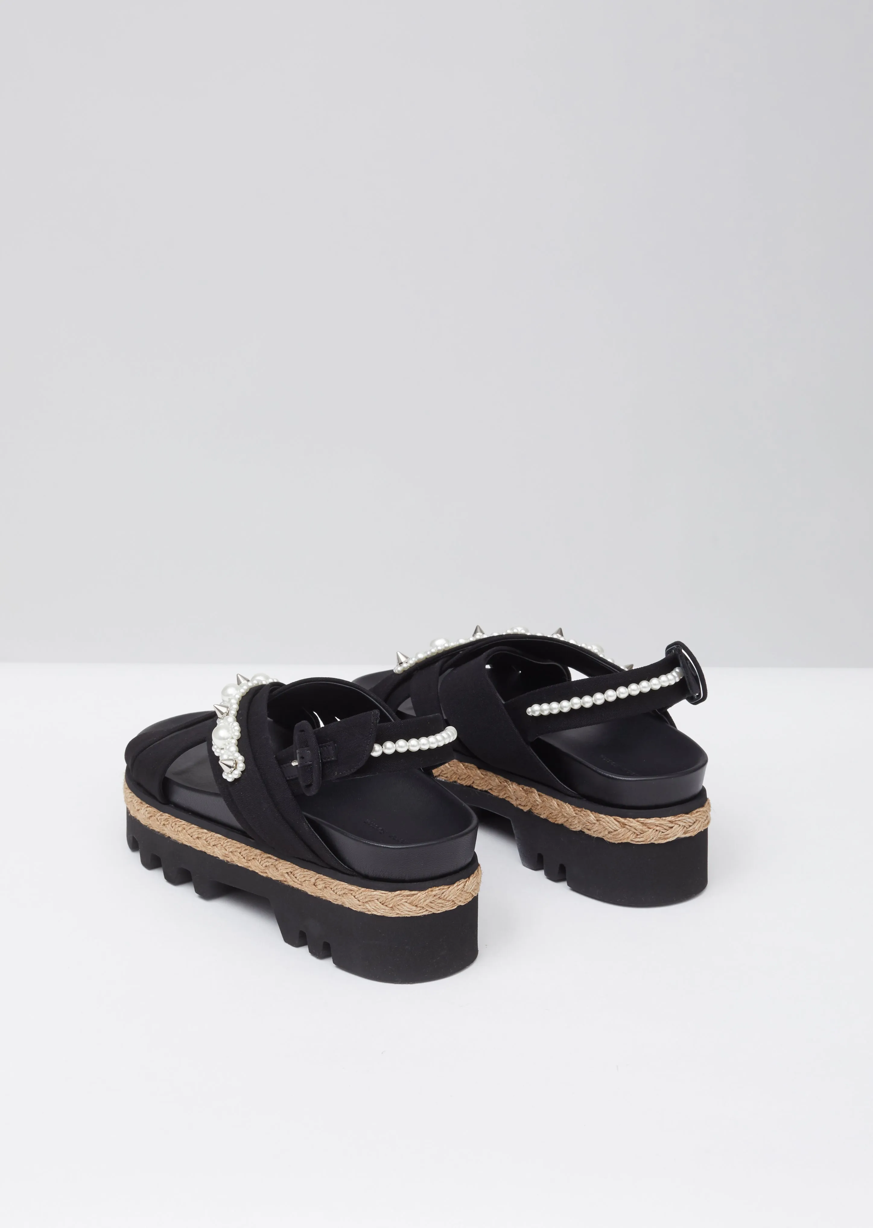 Cross Strap Sandal Espadrille Flatform w/ Beading