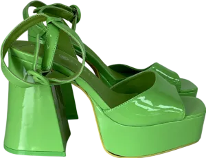Daisy Street Platform Heeled Sandals In Apple Green Patent UK 7 EU 40 👠
