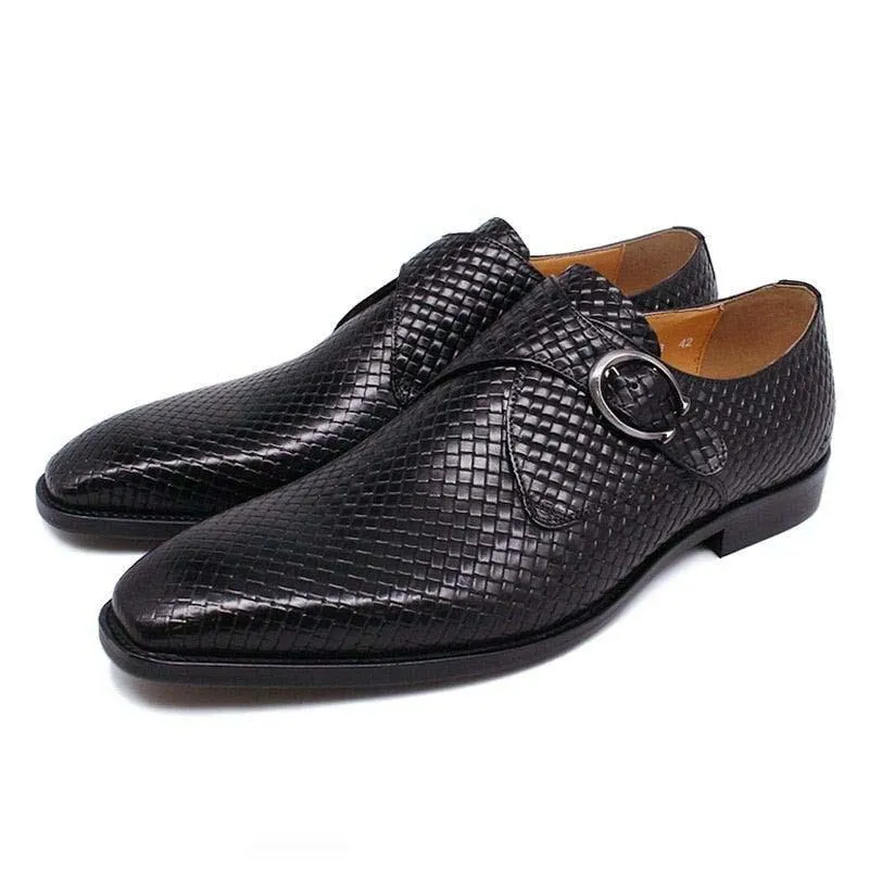 DW Men's Monk Strap Genuine Leather Dress Shoes
