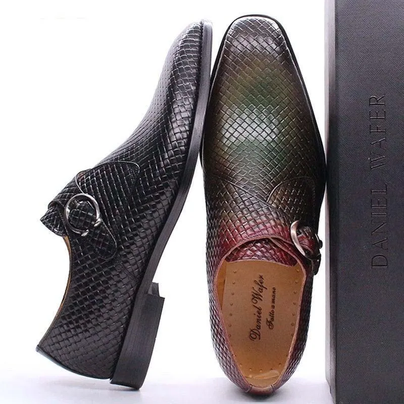 DW Men's Monk Strap Genuine Leather Dress Shoes