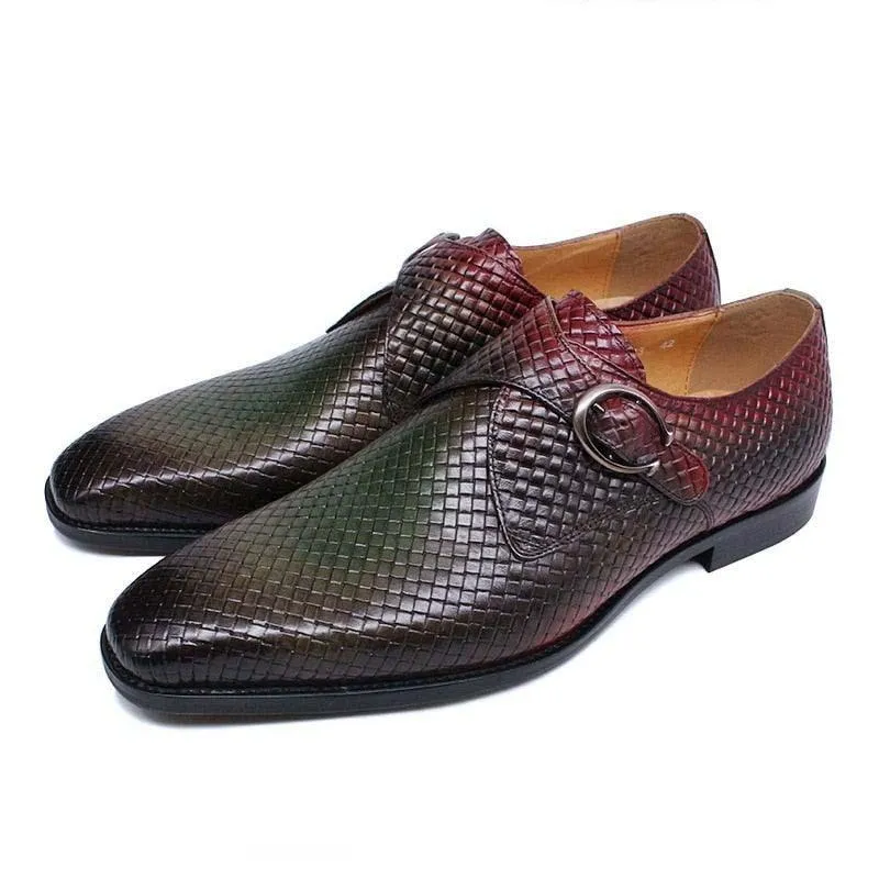 DW Men's Monk Strap Genuine Leather Dress Shoes