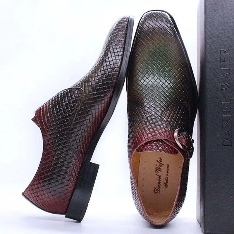 DW Men's Monk Strap Genuine Leather Dress Shoes