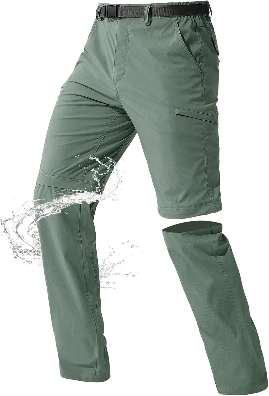 FREE SOLDIER Men's Outdoor Convertible Hiking Pants with Belt Lightweight Quick Dry Tactical Cargo Pants Nylon Spandex