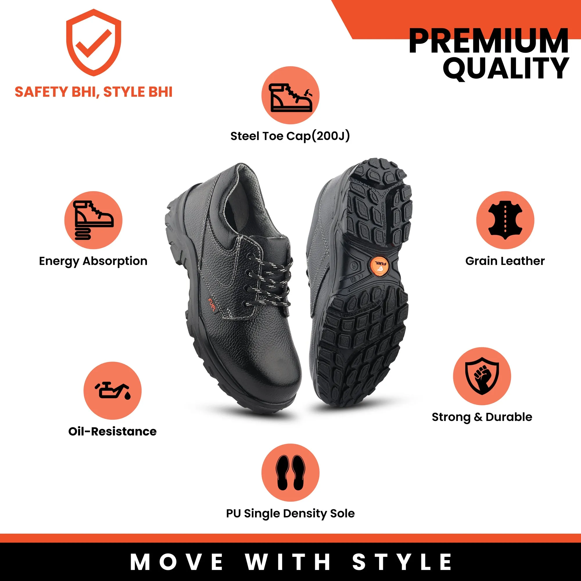 Fuel Gorilla Safety Shoes for Men's (Black)
