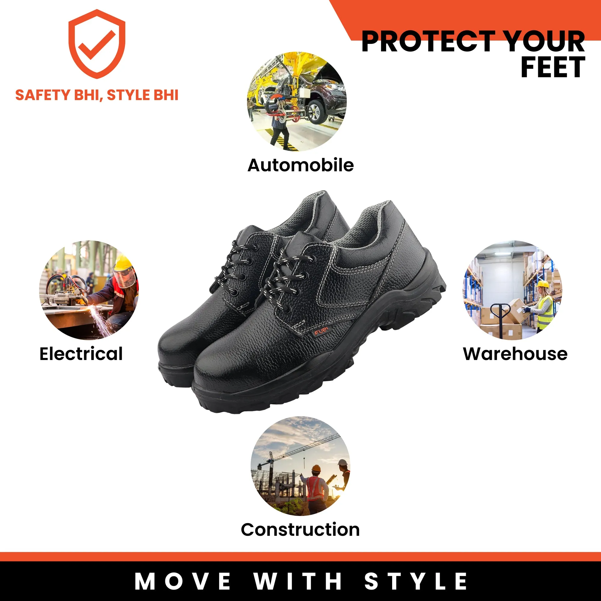 Fuel Gorilla Safety Shoes for Men's (Black)