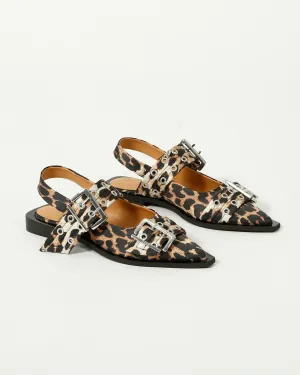 GANNI S2947 Feminine Buckle Ballerina in Leopard