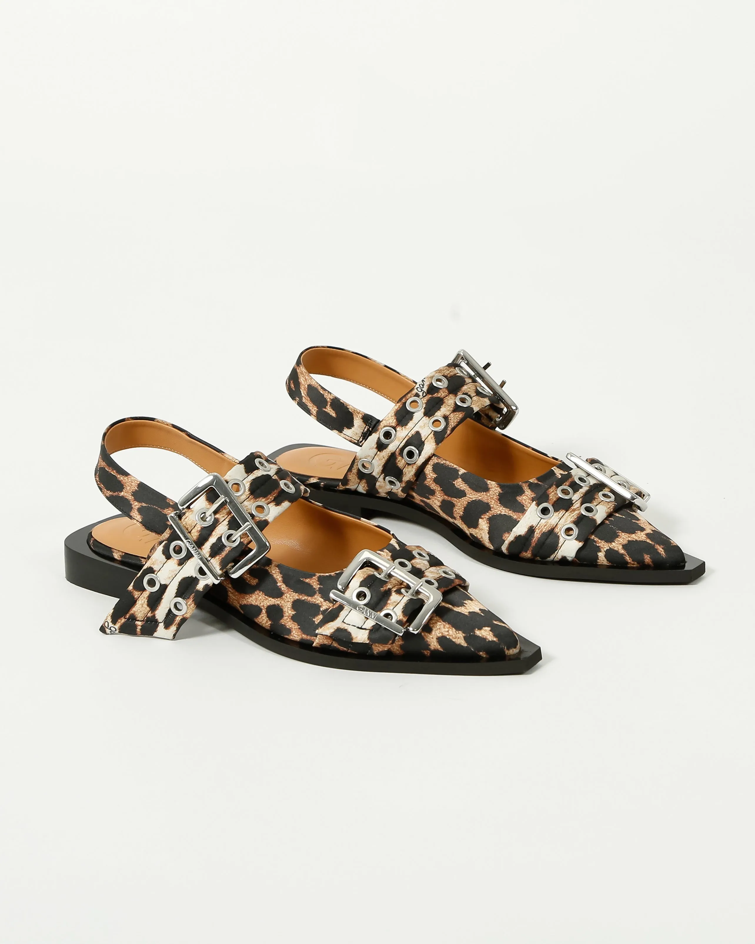 GANNI S2947 Feminine Buckle Ballerina in Leopard