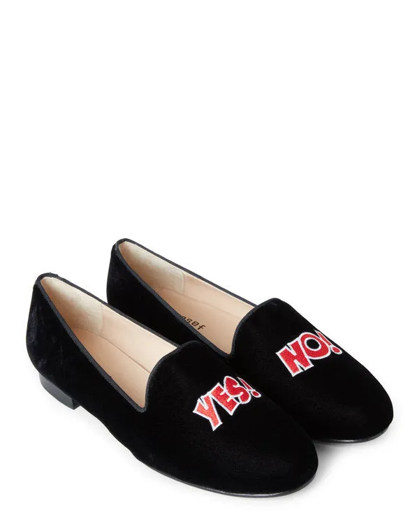 Gatsby Yes No Black Velvet Jon Josef Loafer Flat