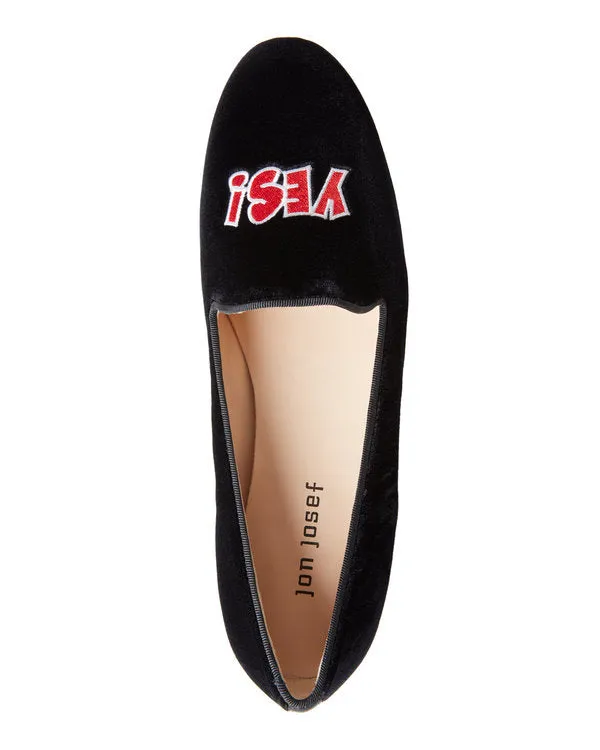 Gatsby Yes No Black Velvet Jon Josef Loafer Flat