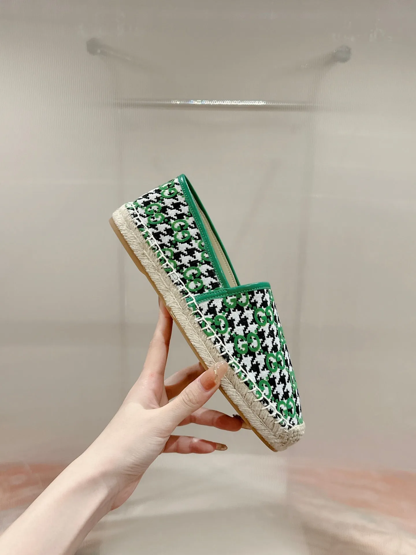 GG ESPADRILLE LOAFER GREEN CANVAS