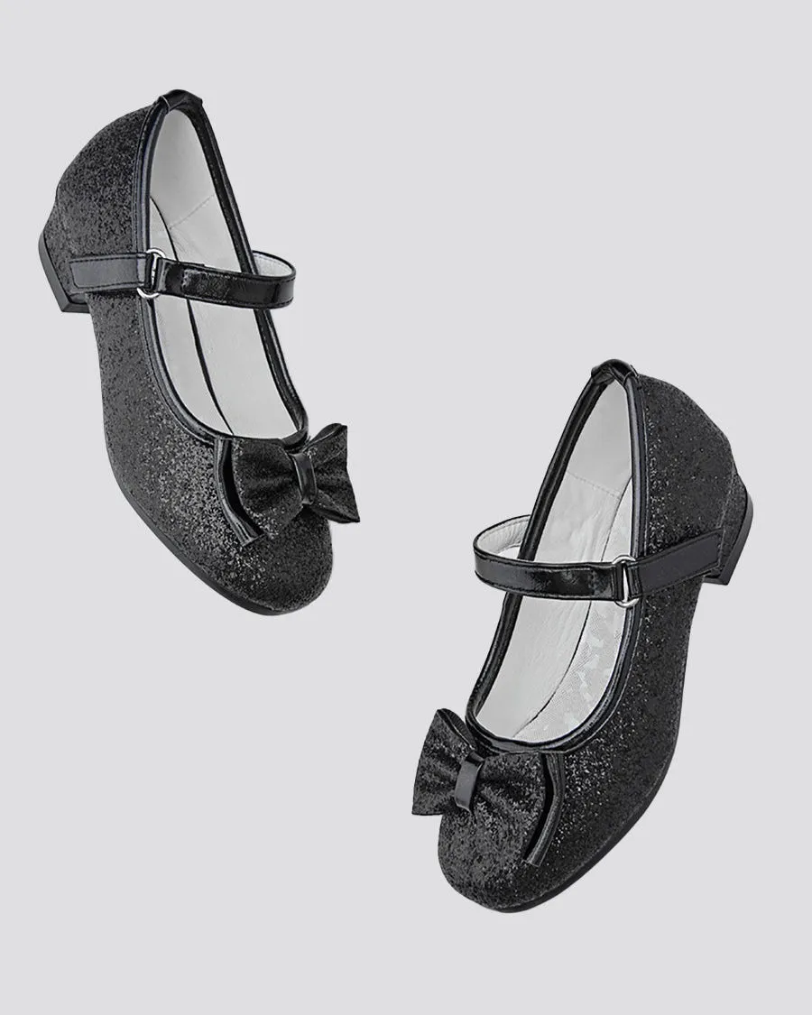 Girls Glitter Mary Jane Low Heel Shoes