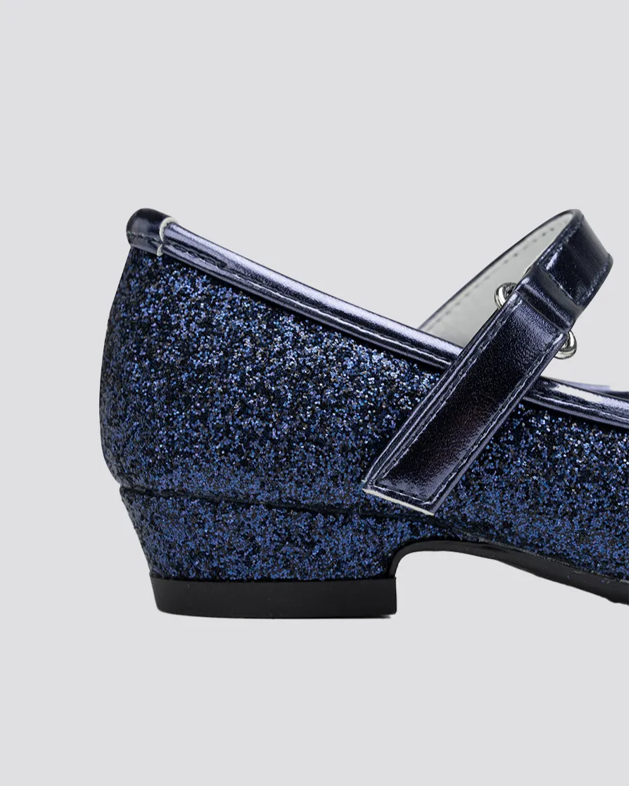 Girls Glitter Mary Jane Low Heel Shoes