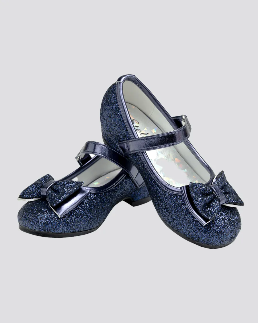 Girls Glitter Mary Jane Low Heel Shoes