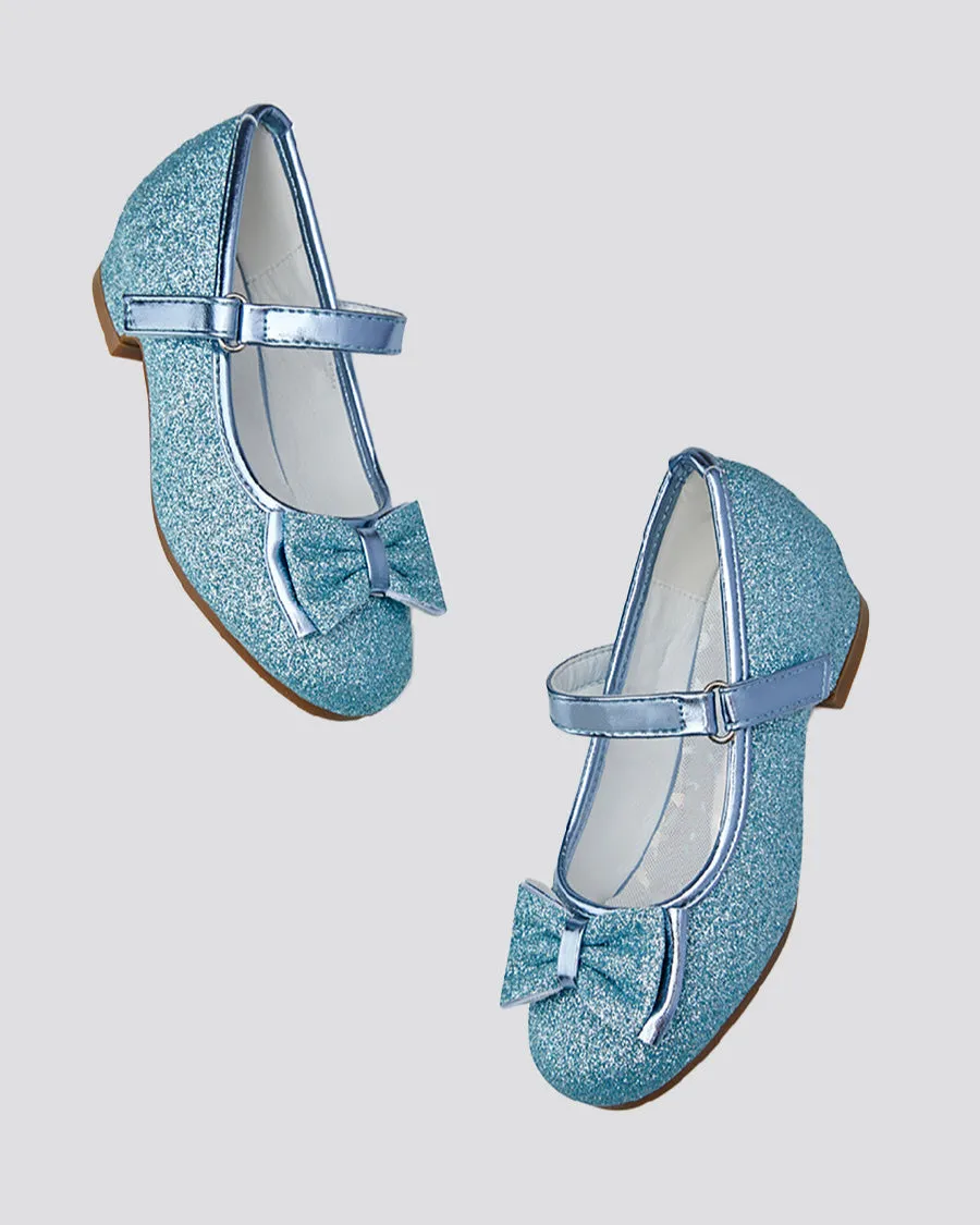 Girls Glitter Mary Jane Low Heel Shoes