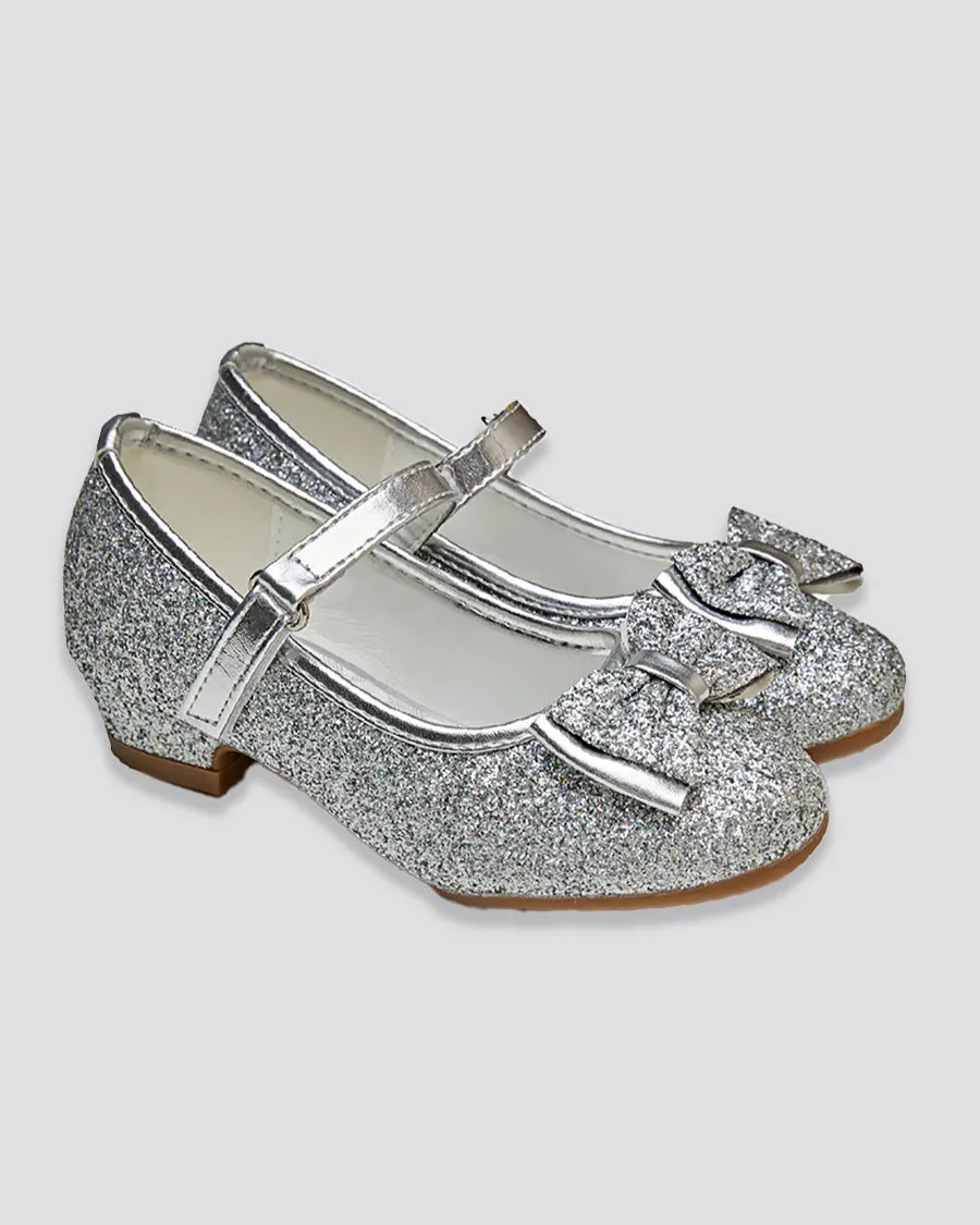 Girls Glitter Mary Jane Low Heel Shoes