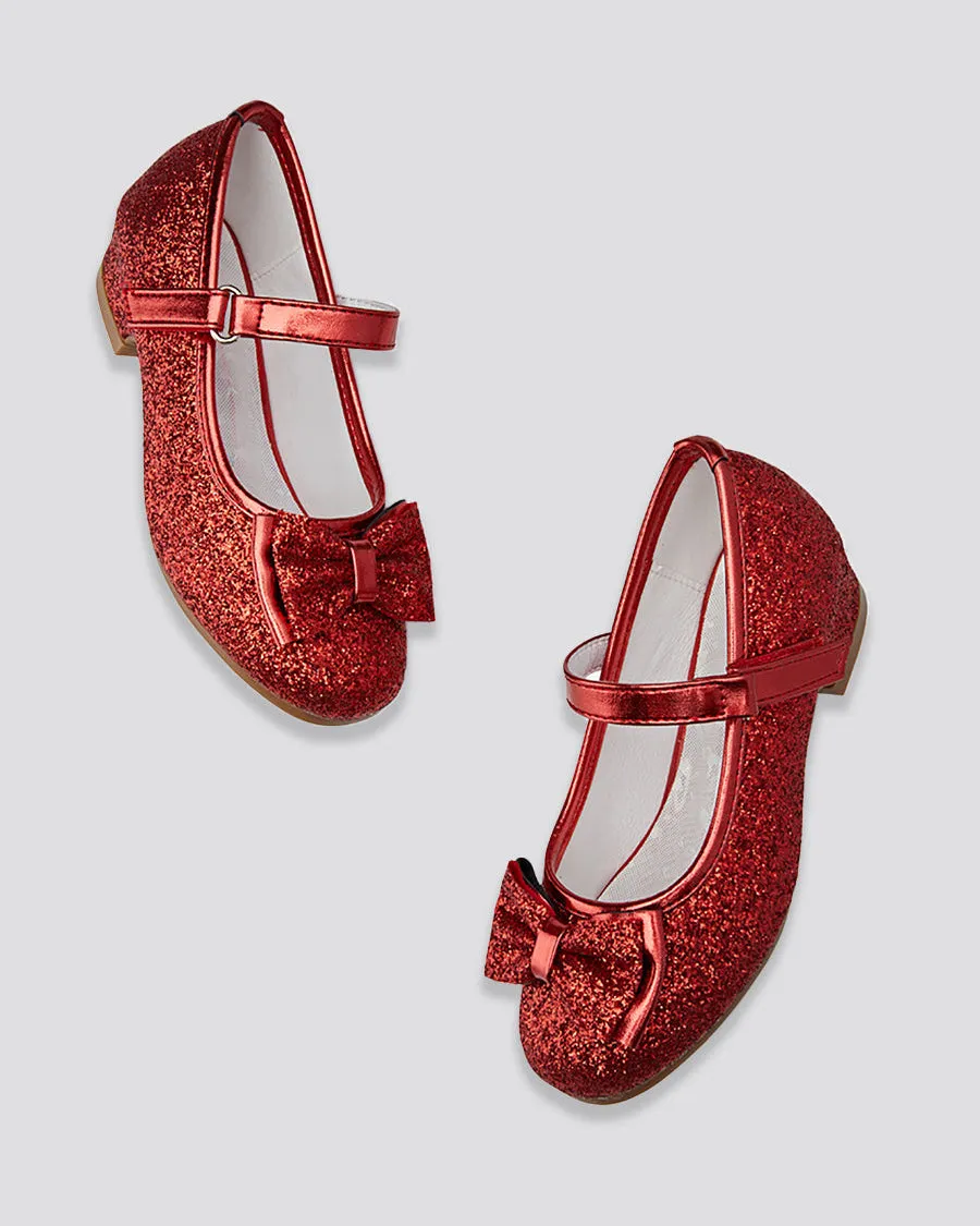 Girls Glitter Mary Jane Low Heel Shoes